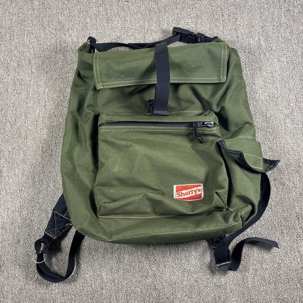 Vintage Shorty’s Skateboards Backpack Y2K Skate Board Carrier Olive Green